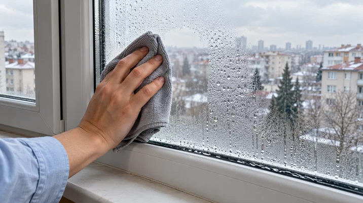 Pencere camındaki yoğuşmayı kurulama